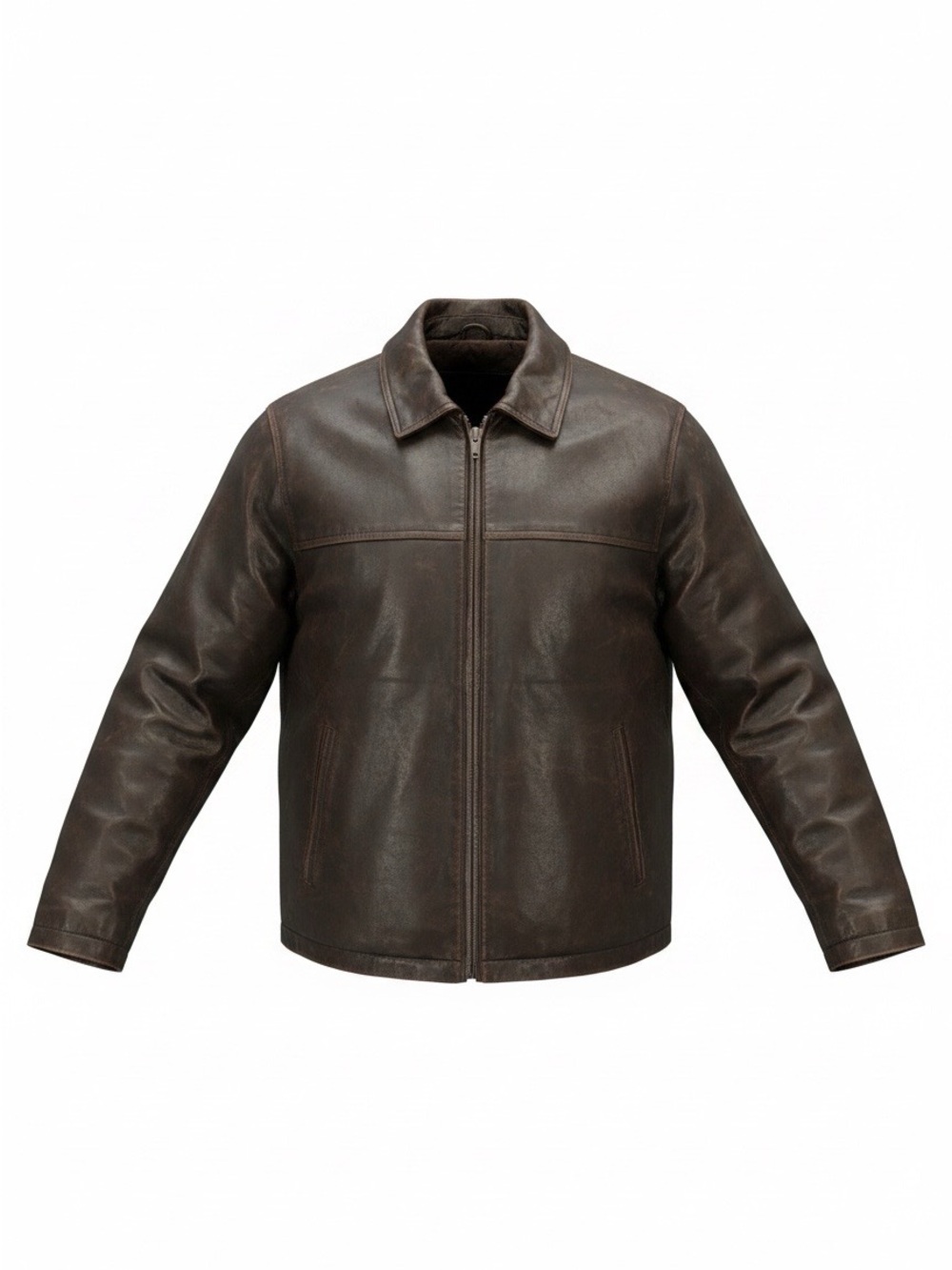 Columbia Men's black Leather Bomber Jacket-medium.  W/inside pockets-vented